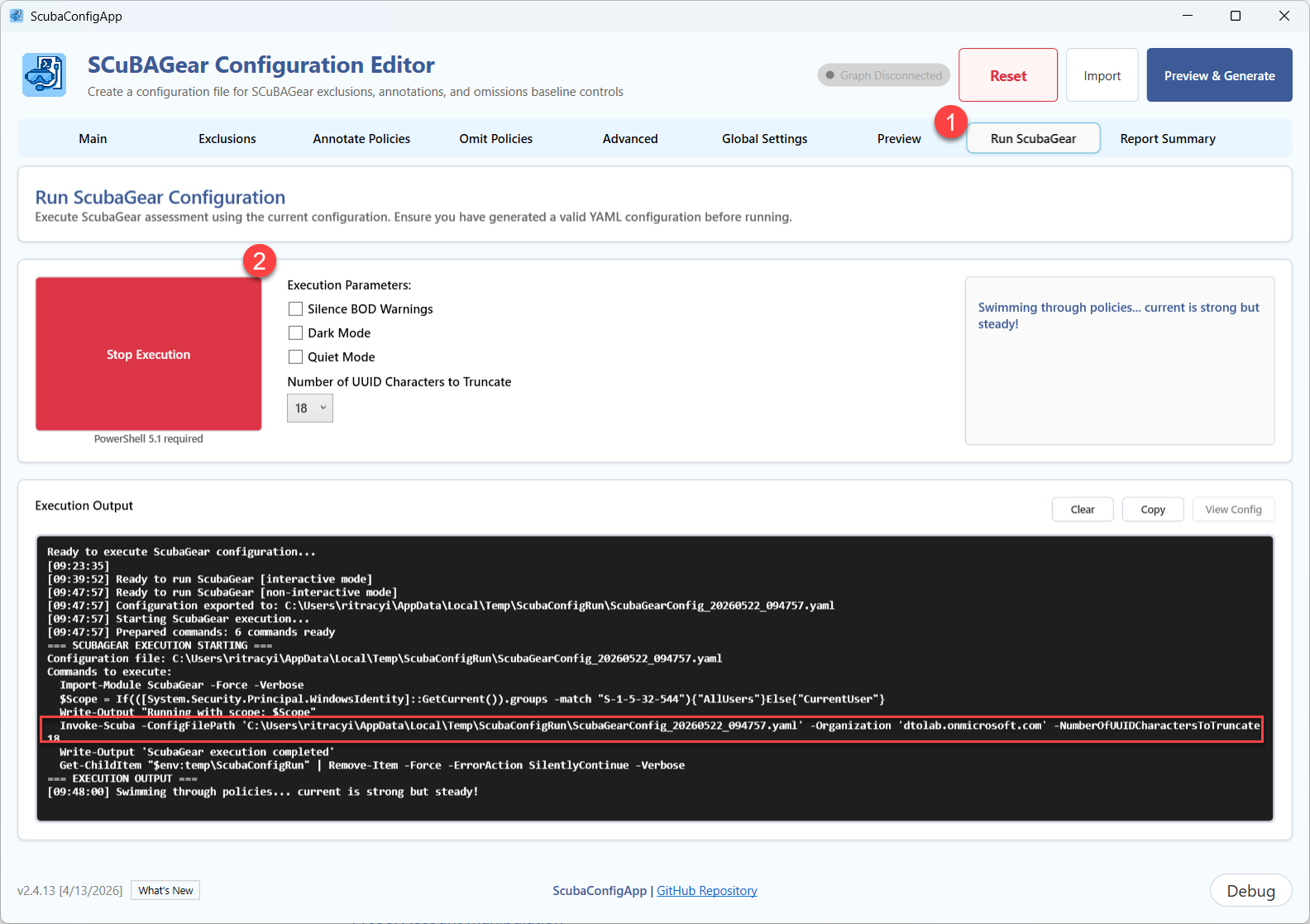 ScubaConfigUI App Auth
