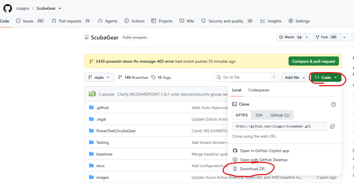 Download ScubaGear zip file