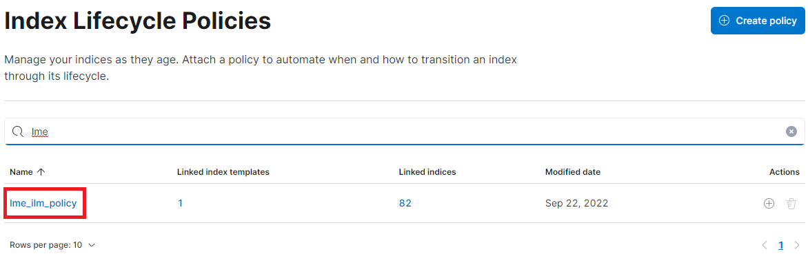 Retention settings